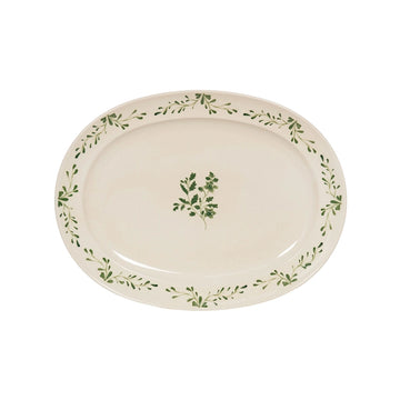 Plat ovale vert en grès 42x30cm Appoline Table Passion