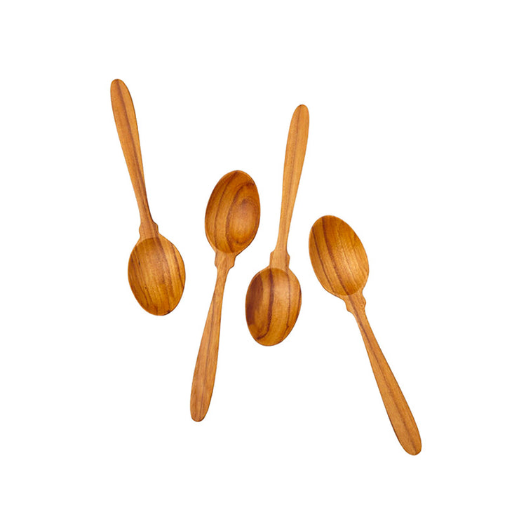 Lot de 4 cuillères à café en bois de teck Be Home