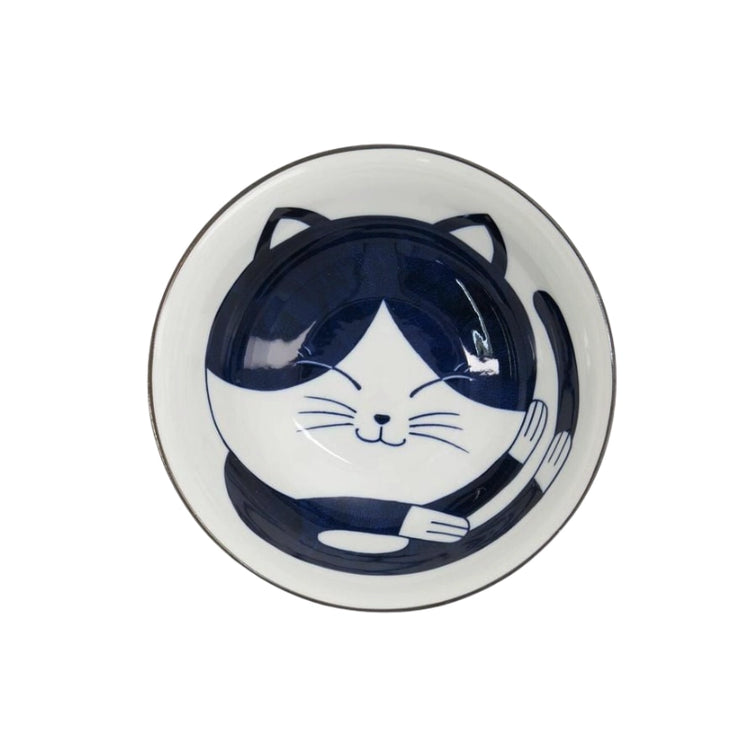 Bol à ramen en porcelaine de 1L bleu et blanc Neko Cat Tokyo Design