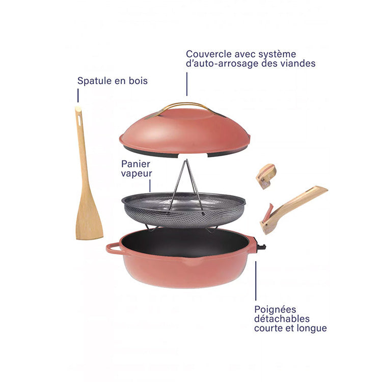 Poêle à tout faire en métal 24 cm rose La Fabuleuse Cookut