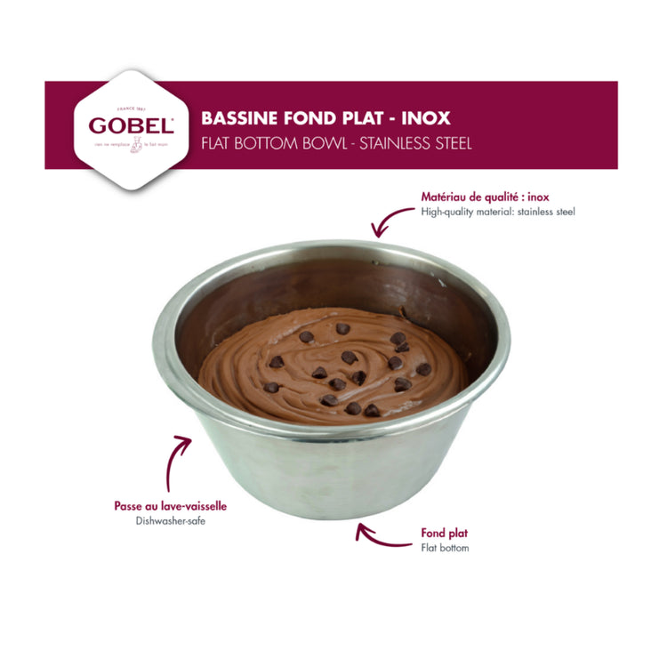 Bassine à fond plat en inox 20 cm Gobel