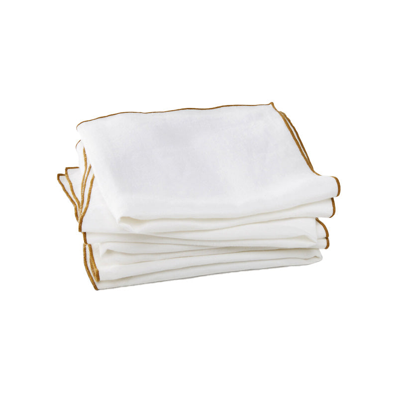 Serviette de table recyclée blanche et dorée 40x40cm Winkler