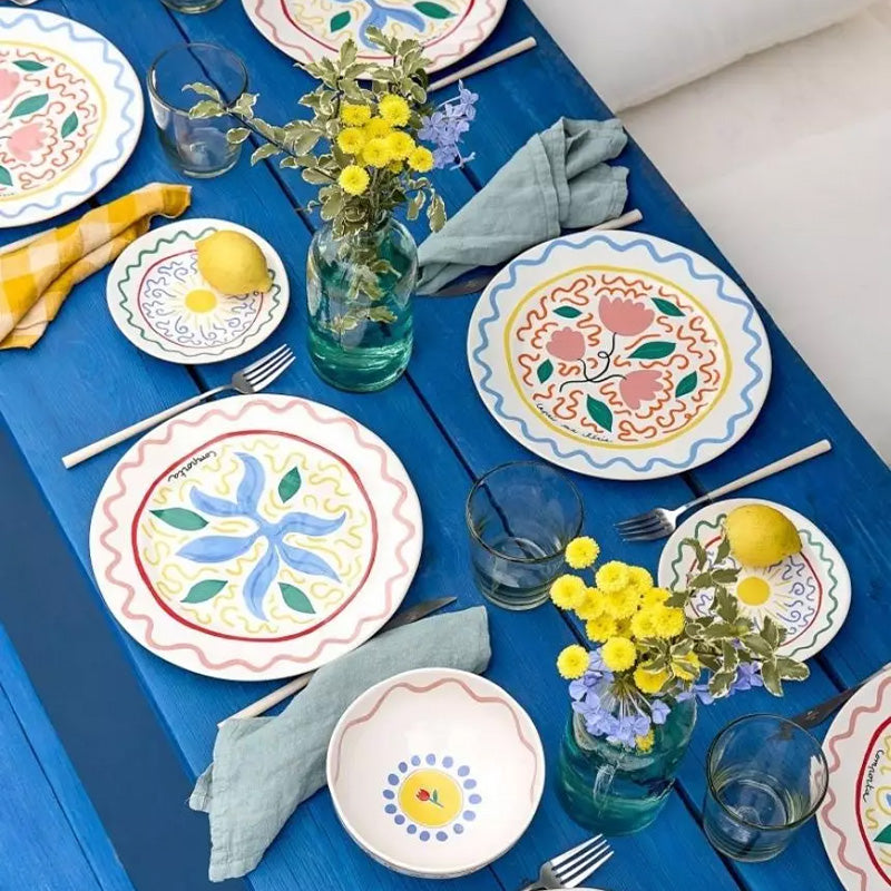 6 assiettes plates Capri ma chérie en grès 27,4cm Summer Bliss Costa Nova