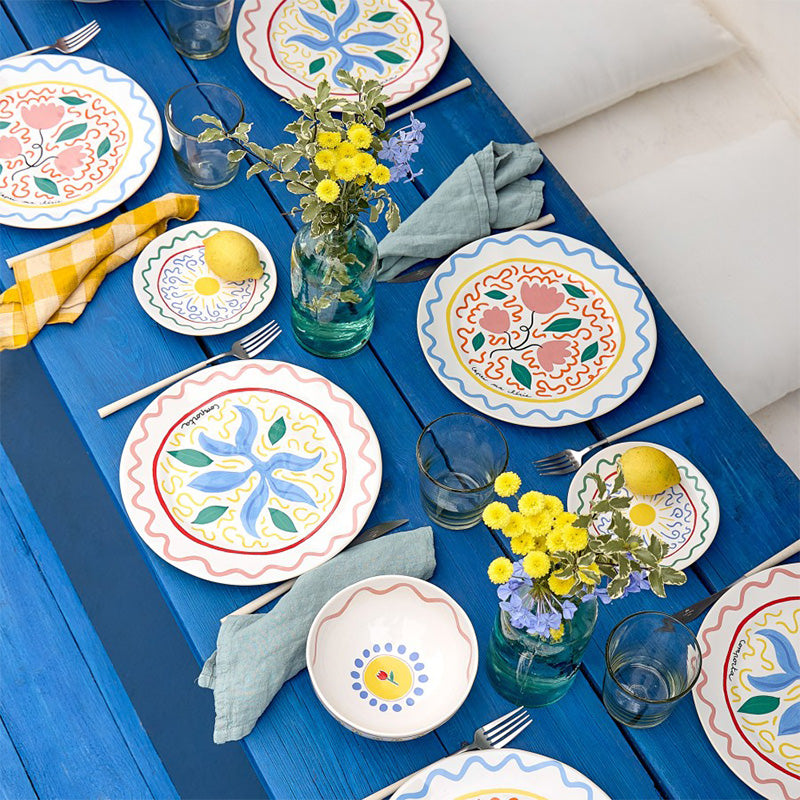 6 assiettes plates Comporta en grès 27,4cm Summer Bliss Costa Nova