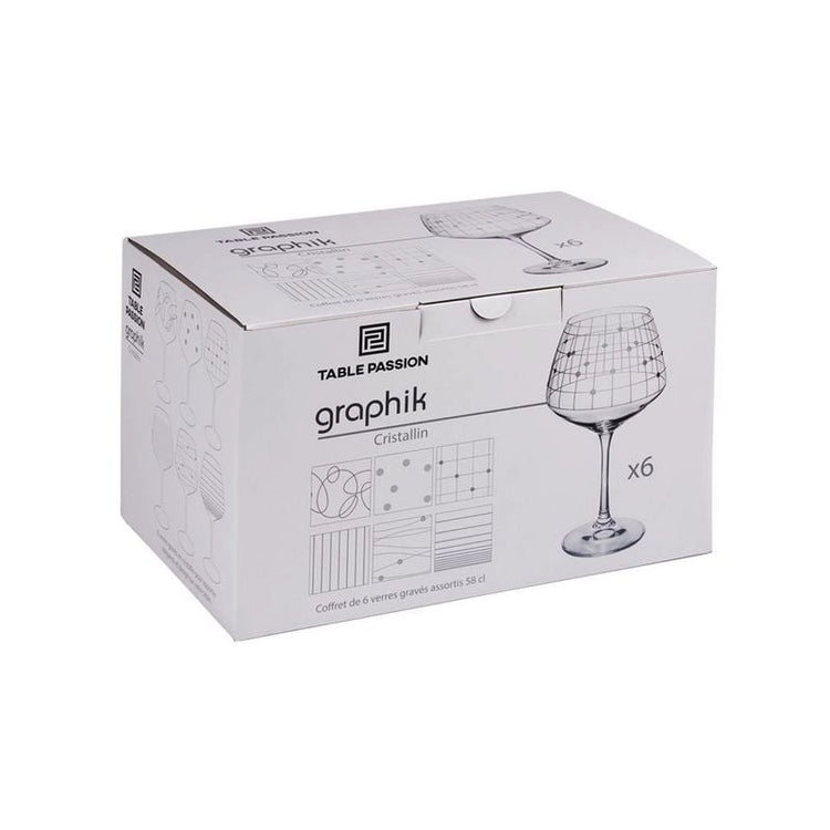 Coffret 6 verres à pied de 58cl Graphik Table Passion