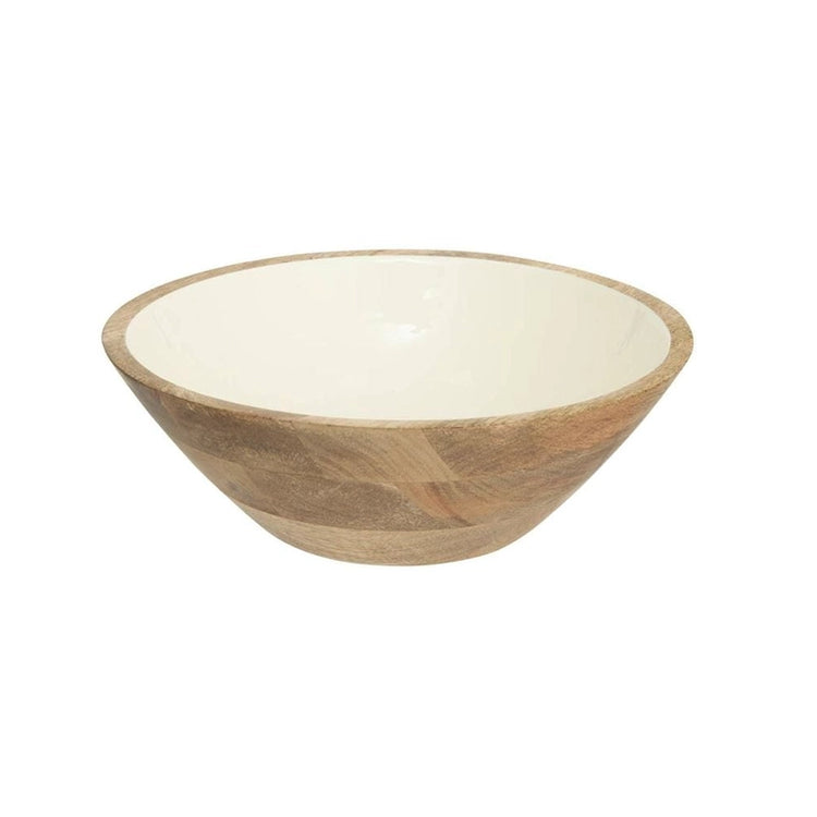 Saladier en bois de manguier de 30 cm blanc Inaya Atmosphera