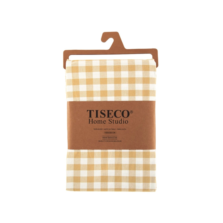 Nappe de 150x150 en coton jaune Gingham Tiseco