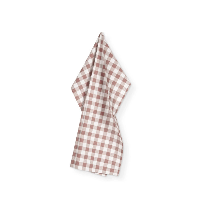 Torchon en coton rose 50x70 Gingham Tiseco