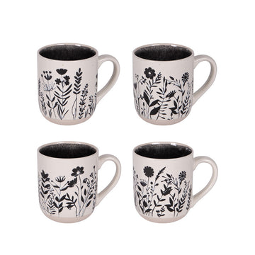 Coffret 4 mugs en céramique 45 cl Ikebana Table Passion