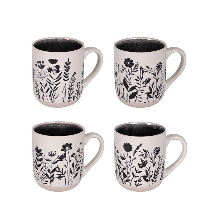 Coffret 4 mugs en céramique 45 cl Ikebana Table Passion