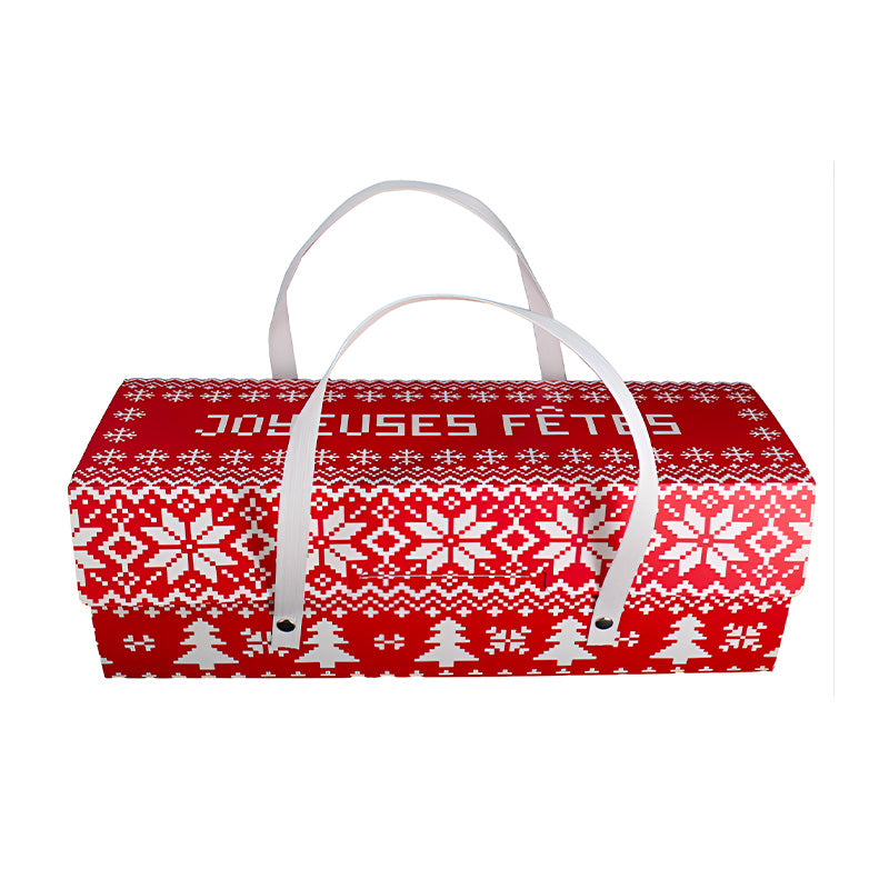 Boîte à bûche de Noël rouge 30x11cm Patisdecor