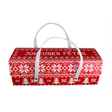 Boîte à bûche de Noël rouge 30x11cm Patisdecor