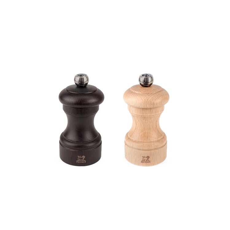 Duo moulins à sel et poivre Bois de hêtre 10 cm Chocolat Naturel Bistro Peugeot
