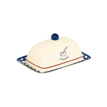 Beurrier grès vichy et illustrations 19x15,5 cm Multicolore Brunch Table Passion