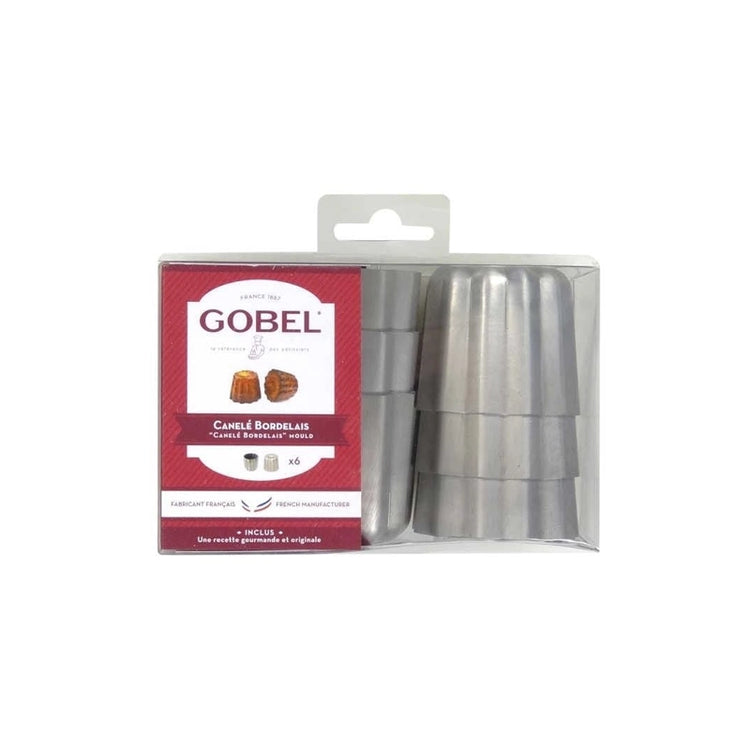 Lot 6 moules à canelés bordelais aluminium antiadhésif 55x50 mm Gobel