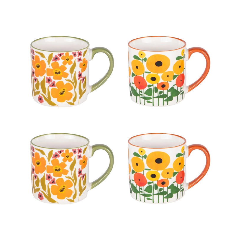 Coffret de 4 mugs jaune en porcelaine 35cl Bloom Her Table Passion
