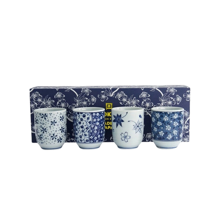 Coffret de 4 tasses 160ML Bleu et Blanc Tokyo Design