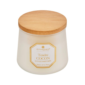 Bougie parfumée en verre 200g blanc Tendre Cocon Atmosphera