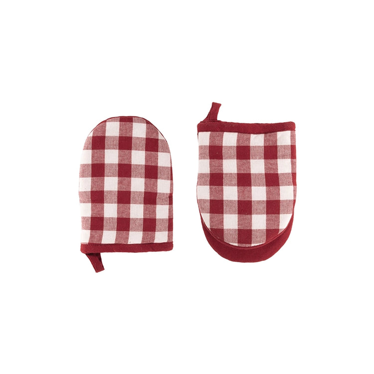 Set de 2 maniques en coton rouge Gingham Tiseco