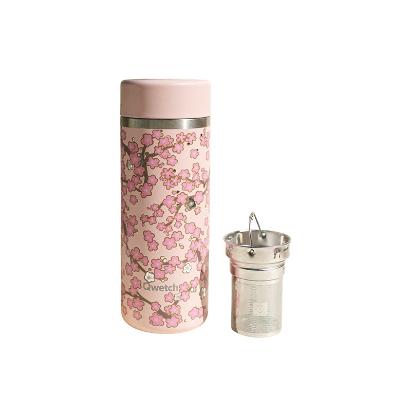 Théière isotherme en inox 400 ml rose Flowers Qwetch