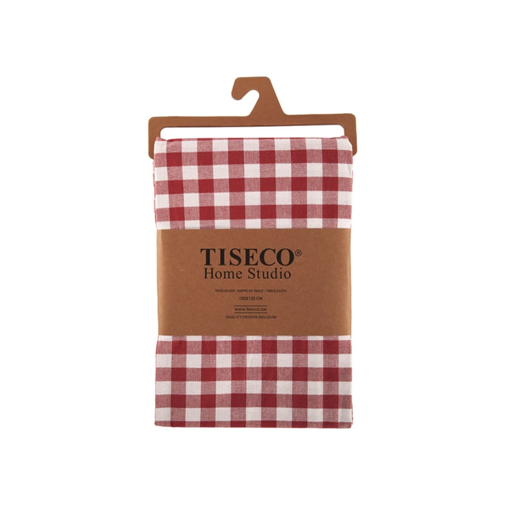 Nappe en coton rouge de 150x150cm Gingham Tiseco