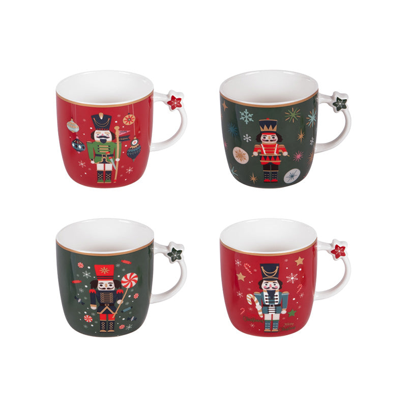 Coffret 4 mugs en porcelaine 36 cl Merry Table Passion