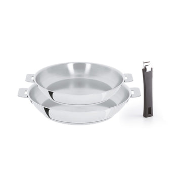 Set de 2 poêles hautes Mutine inox 24/28cm avec poignée amovible Mutine Cristel