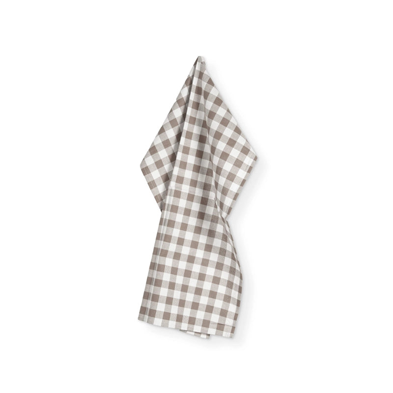 Torchon en coton taupe 50x70 Gingham Tiseco