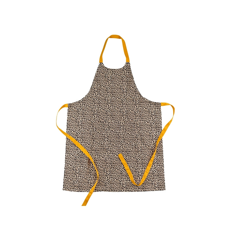 Tablier en coton pour femme Léopard Yellow Les Tabliers de Julie Andrieu