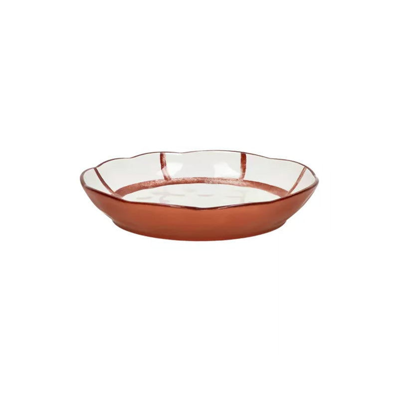 4 assiettes calottes en porcelaine 20 cm rouille Mykonos Pomax