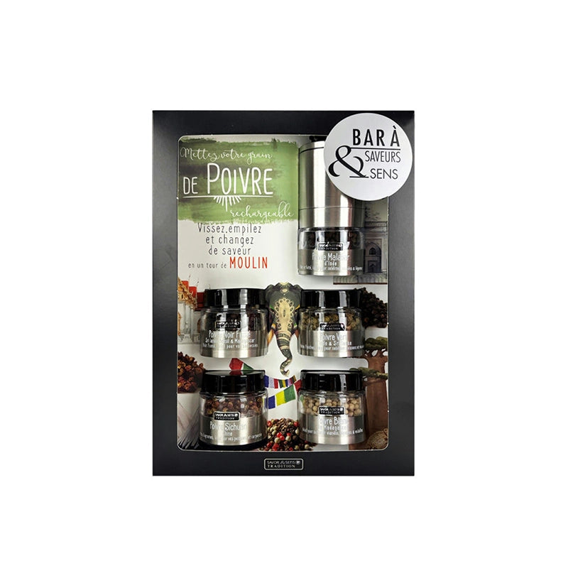 Coffret de 5 poivres Bar à saveur Savor Creation