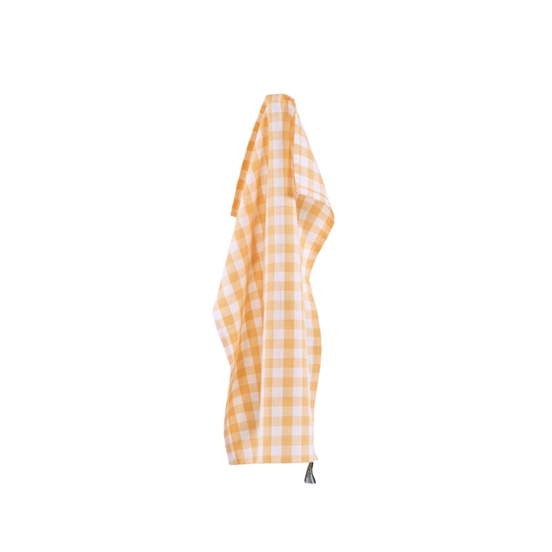 Set de 2 torchons en coton jaune 50x70 Gingham Tiseco