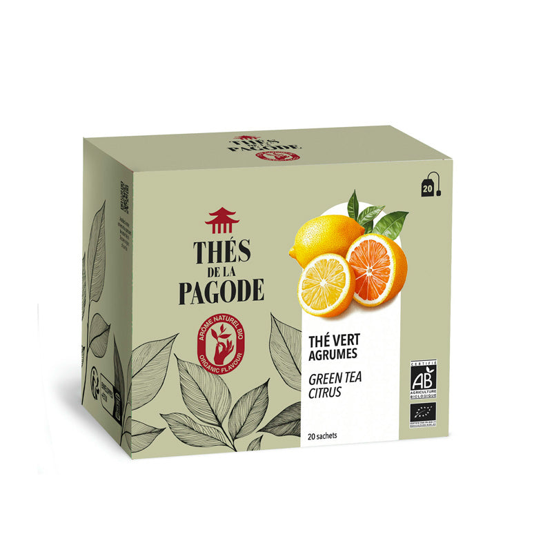 Coffret de 20 infusettes de thé vert agrumes bio Thés de la Pagode