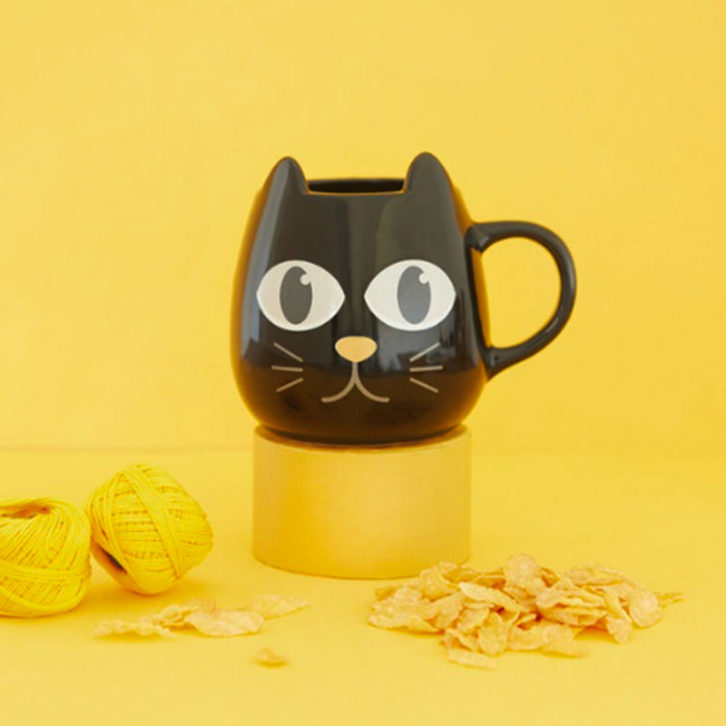 Mug en céramique noir Wake Cat Balvi