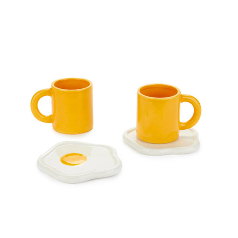 Set de 2 tasses à café jaune en céramique Sunny Side Balvi