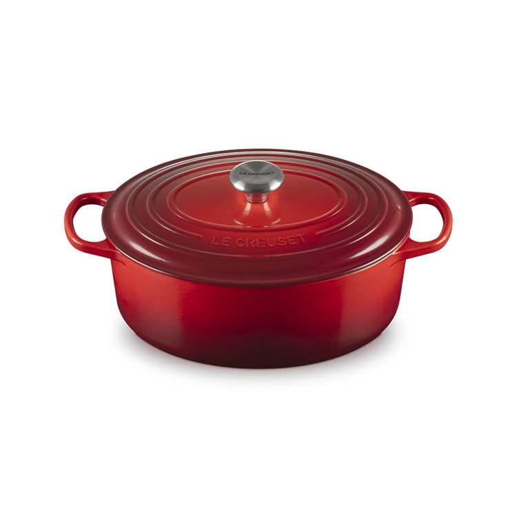 Cocotte ovale en fonte émaillée de 31 cm cerise Le Creuset