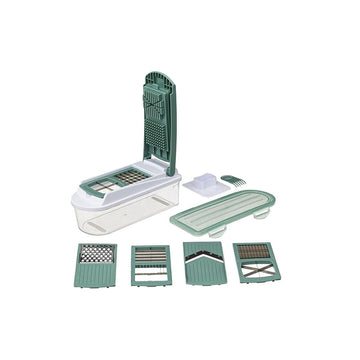 Mandoline multidécoupe de 10 pièces avec lames en inox vert Five