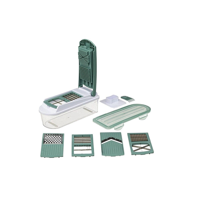 Mandoline multidécoupe de 10 pièces avec lames en inox vert Five