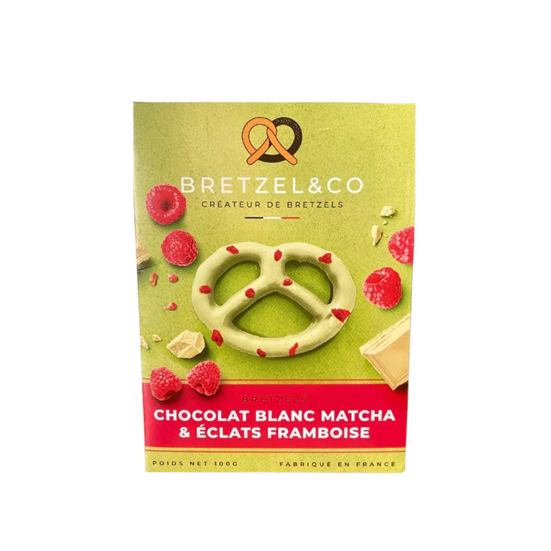 Bretzels chocolat blanc, matcha et framboises 100g Bretzel&Co