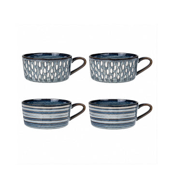 Coffret de 4 mugs en grès bleu de 44 cl Helsinki Table Passion