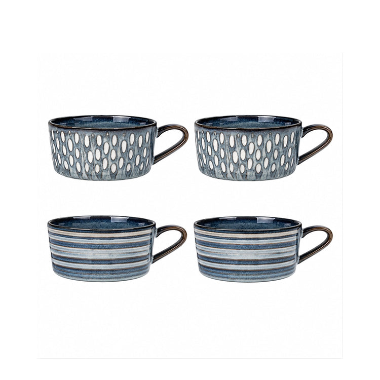 Coffret de 4 mugs en grès bleu de 44 cl Helsinki Table Passion