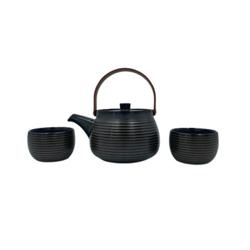 Théière et tasses de thé en céramique noir Du Bruit dans la Cuisine