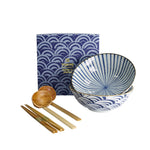 Coffret bols à ramen en porcelaine 1 L bleus Natsu Tokyo Design