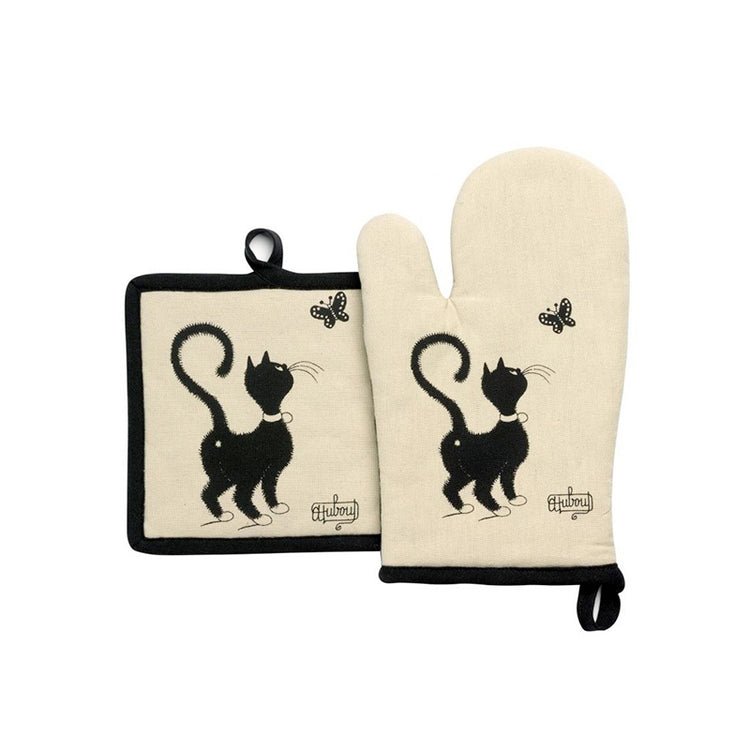 Set gant et manique Dubout chat papillon beige Winkler