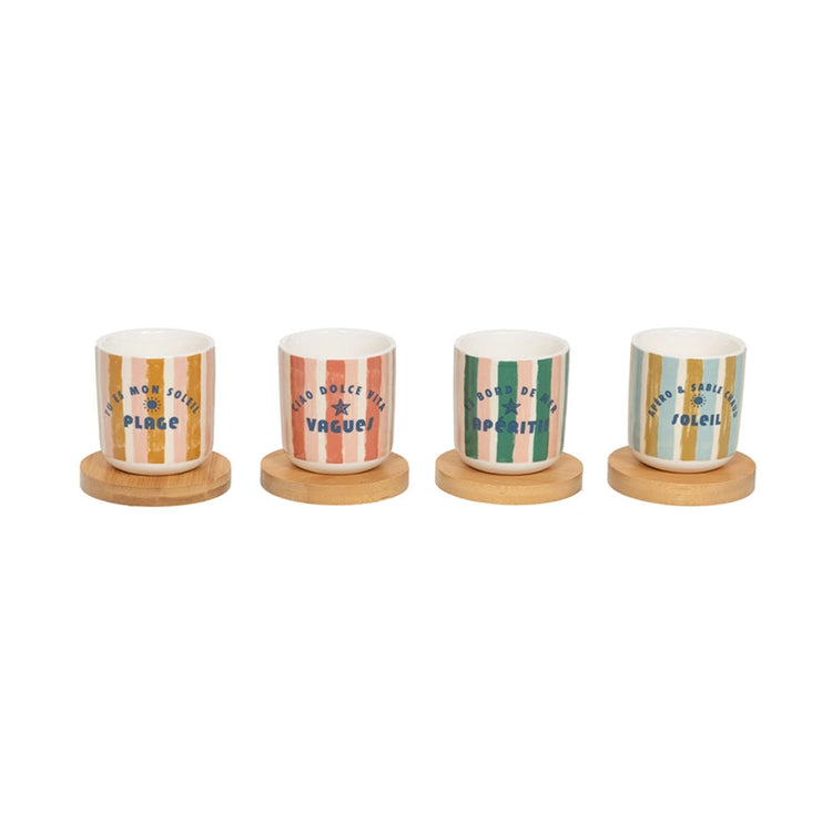Coffret de 4 tasses en porcelaine 10cl Beach Club Table Passion