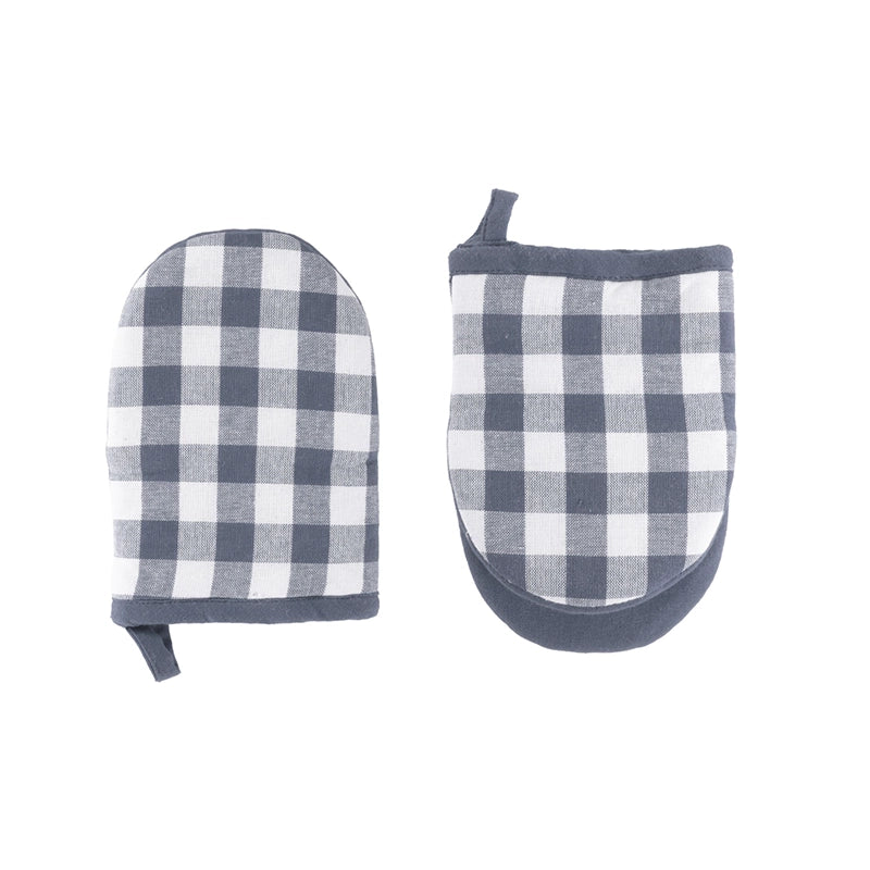 Set de 2 maniques en coton bleu Gingheam Tiseco