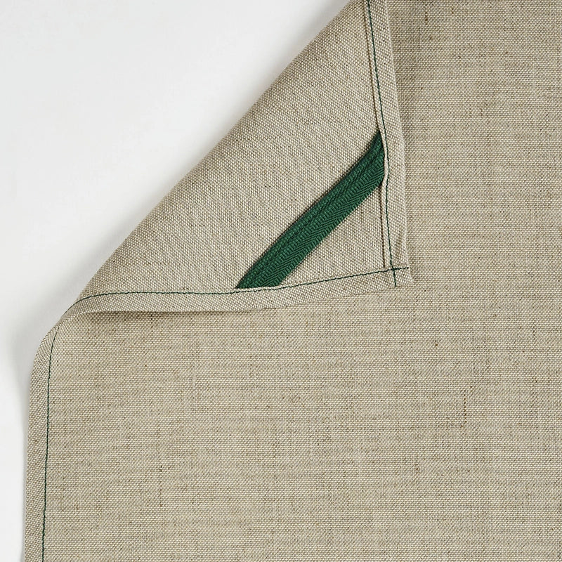 Torchon en lin beige surpiqûre verte Les Tabliers de Julie