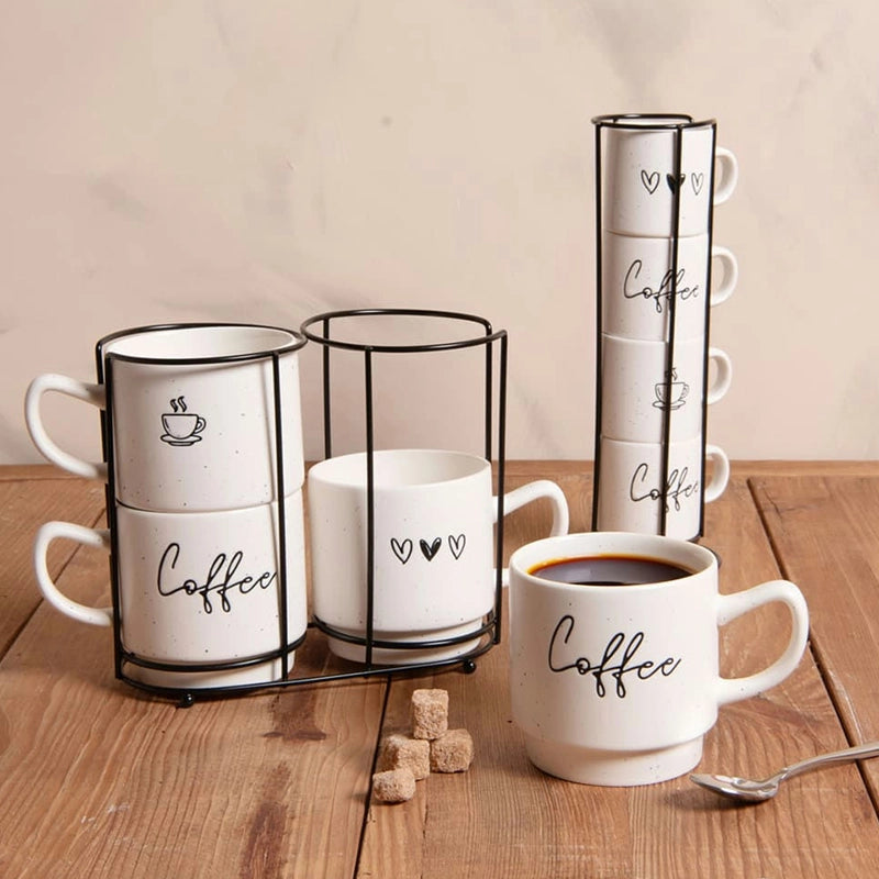 Tour de 4 tasses en porcelaine 12cl Sweet Coffee Table Passion