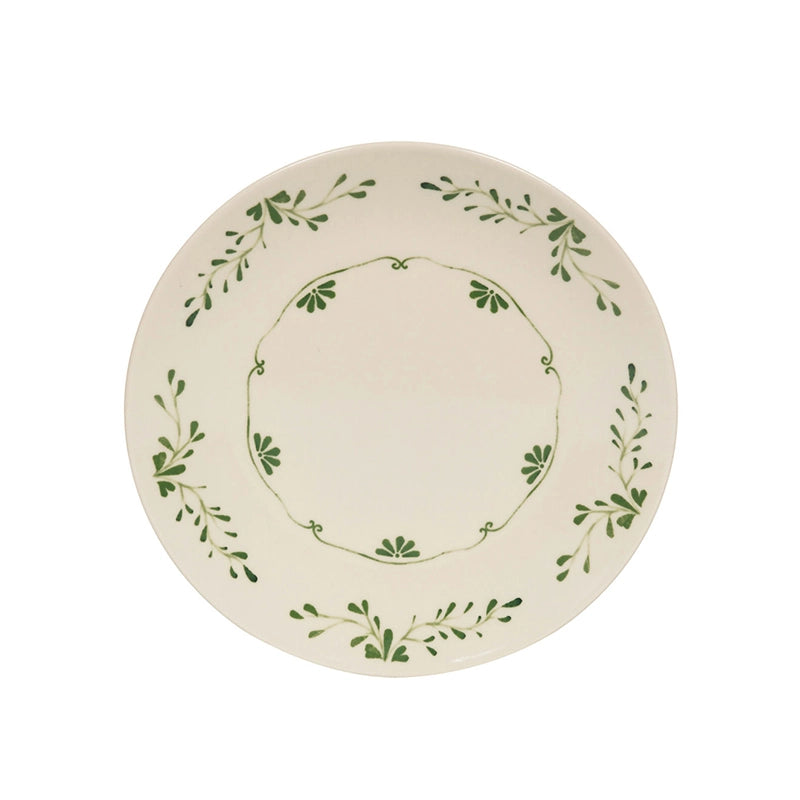 Plat rond vert en grès 32cm Appoline Table Passion