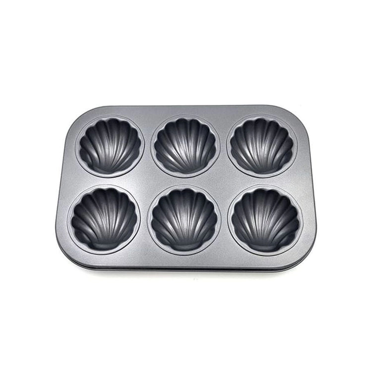 Moule 6 madeleines coquilles acier antiadhésif 26,5x18x2,5 cm Gris anthracite Patisse
